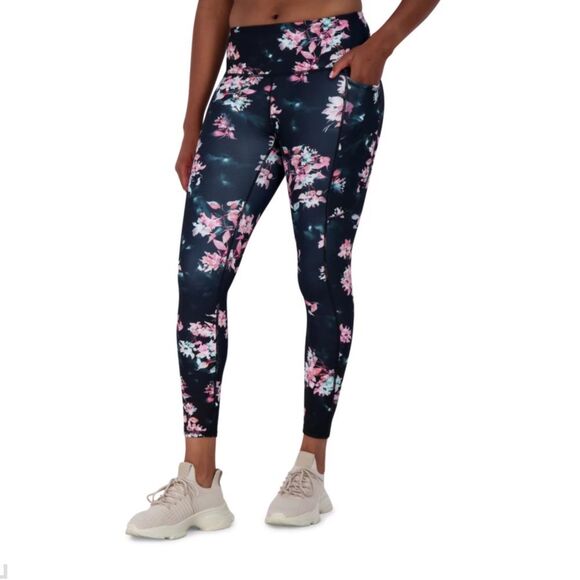 Gaiam Om Hiri Salutation High Waist Black Floral 7/8 Pockets Leggings Women XL - Picture 4 of 15